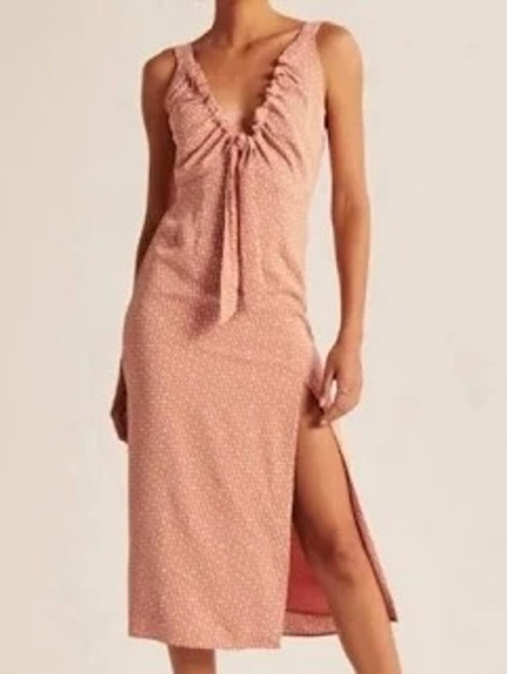 NWT Abercrombie & Fitch Babydoll Midi Slip Dress Coquette Cinched Neck Women XXL